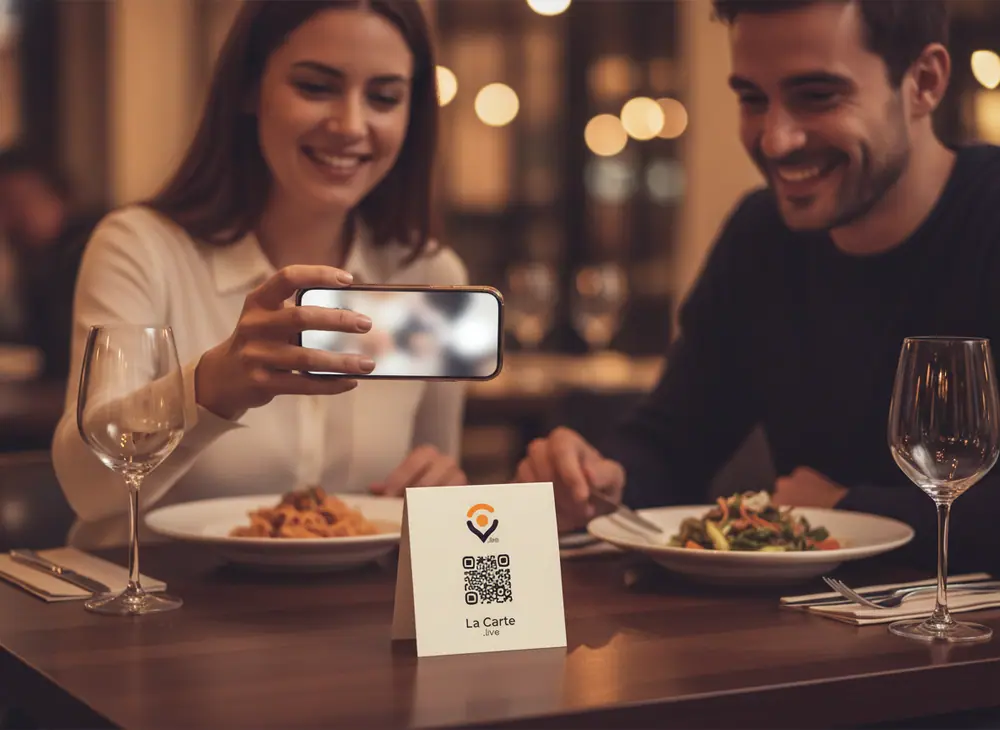 Гости сканират QR кода на масата